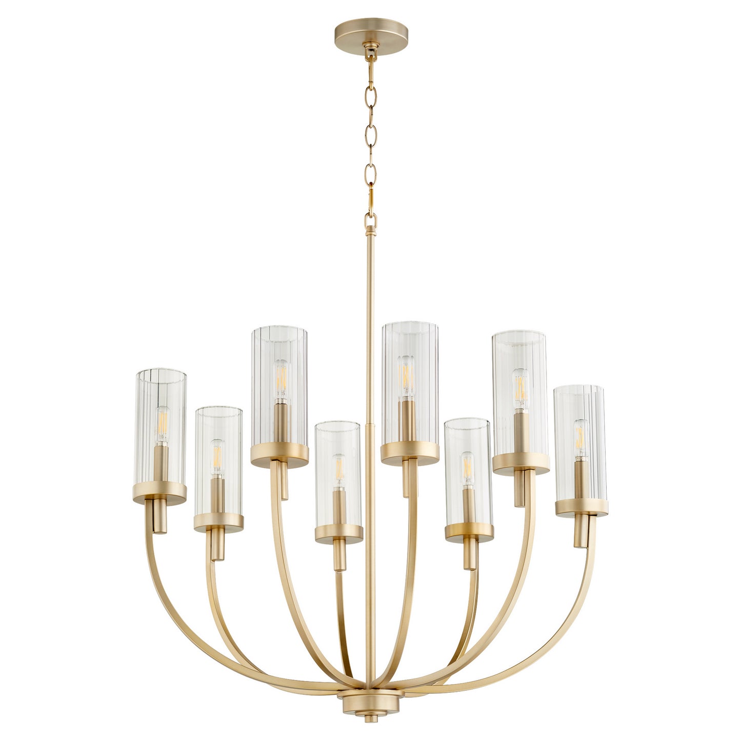 Quorum - 601-8-80 - Eight Light Chandelier - Ladin - Aged Brass w/ Smoke Fluted Glass