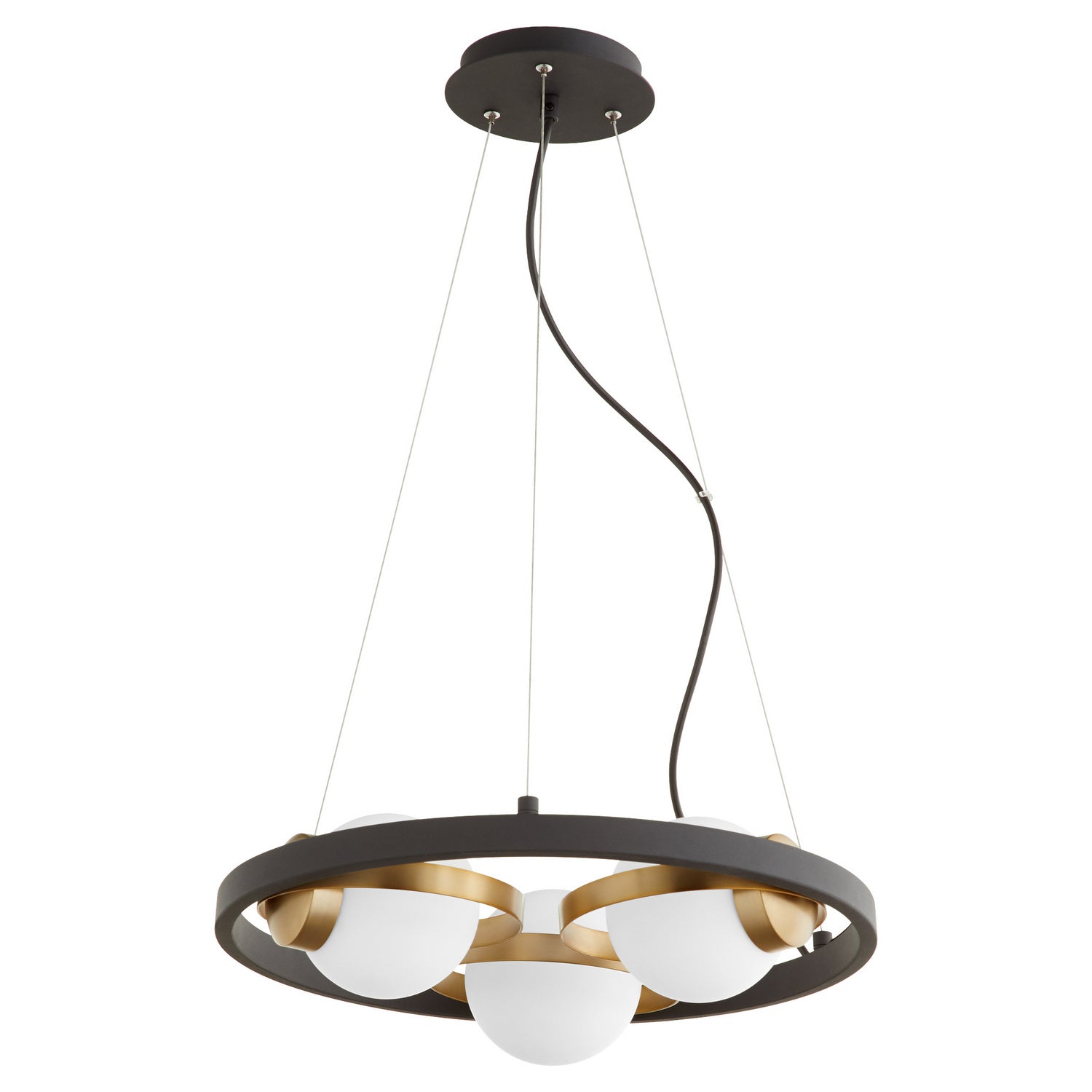 Quorum - 606-3-6980 - Three Light Chandelier - Nimbus - Textured Black w/ Aged Brass