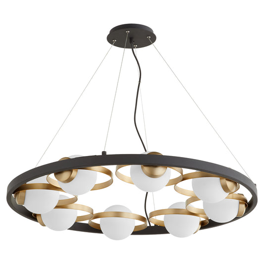 Quorum - 606-8-6980 - Eight Light Chandelier - Nimbus - Textured Black w/ Aged Brass