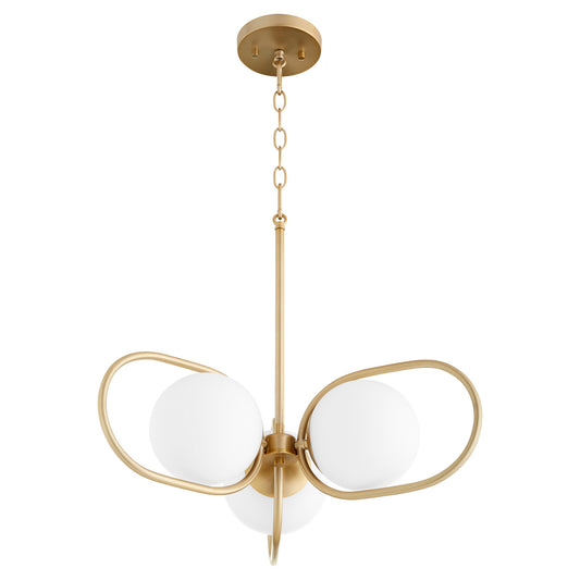 Quorum - 6137-3-80 - Three Light Chandelier - Belmont - Aged Brass