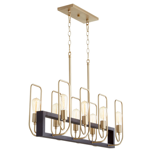 Quorum - 66-8-6980 - Eight Light Chandelier - Howe - Textured Black w/ Aged Brass