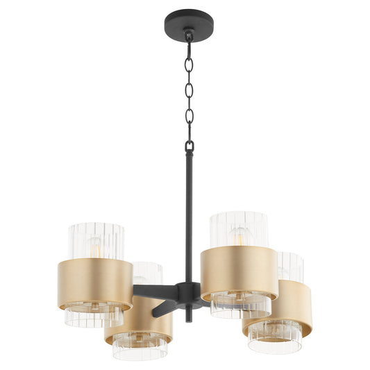 Quorum - 683-4-6980 - Four Light Chandelier - Epsilon - Textured Black w/ Aged Brass