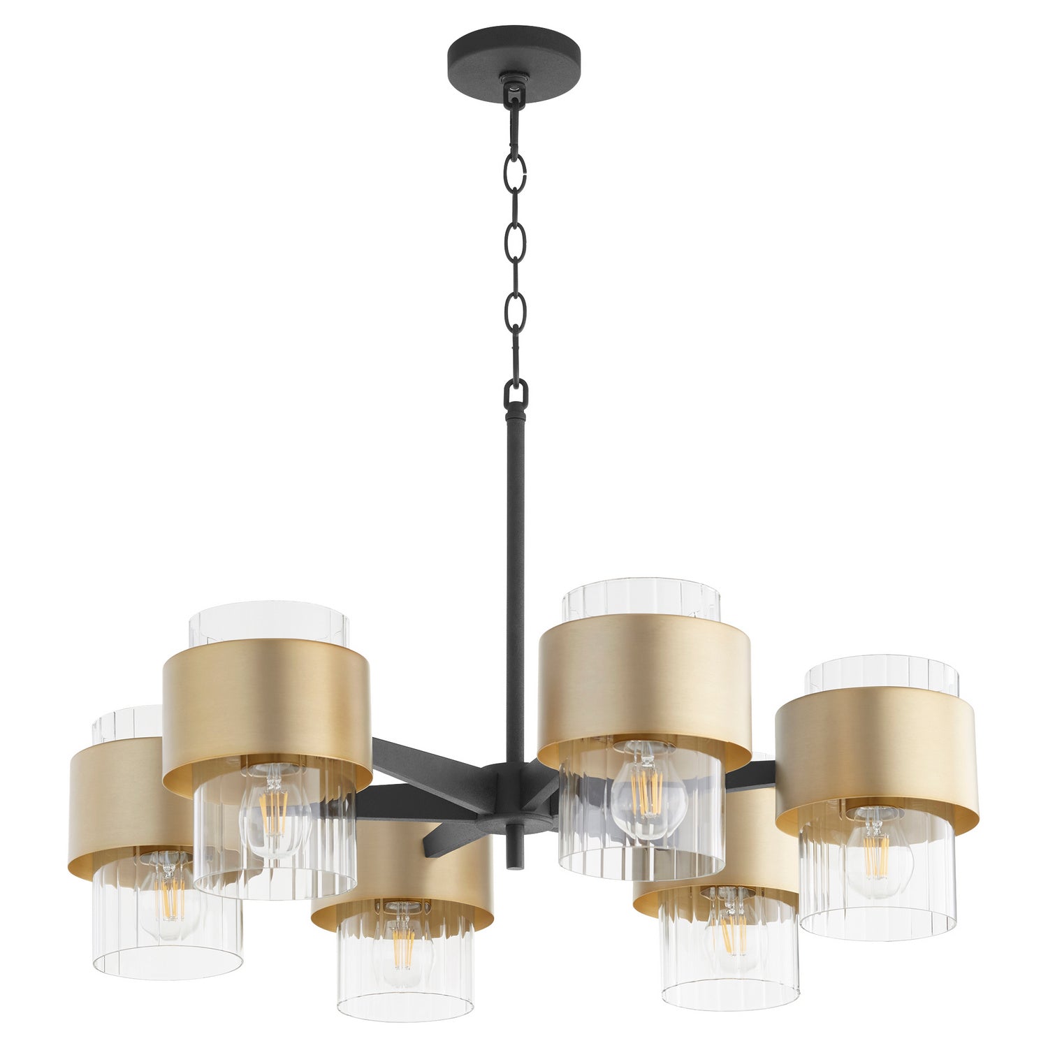 Quorum - 683-6-6980 - Six Light Chandelier - Epsilon - Textured Black w/ Aged Brass