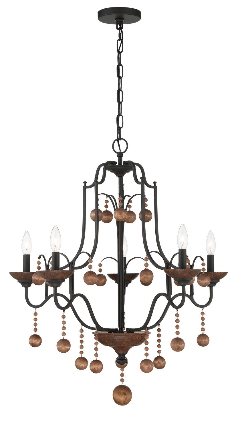 Minka-Lavery - 2665-723 - Five Light Chandelier - Colonial Charm - Old World Bronze W/Walnut Acce