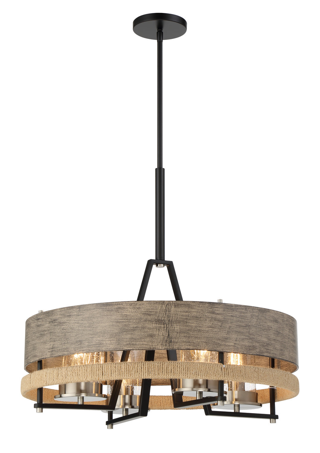 Minka-Lavery - 2765-733 - Four Light Chandelier - Silver Creek - Stone Grey, Coal & Brushed Nic