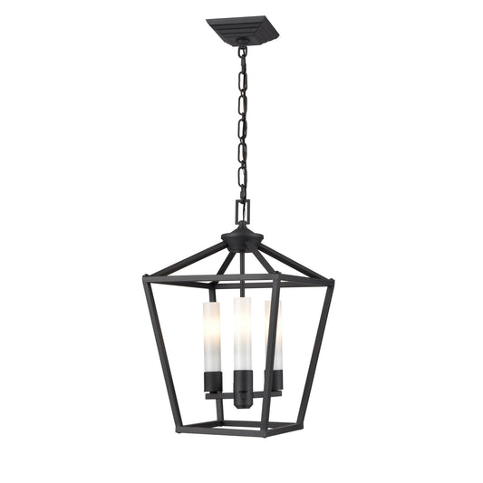 DVI Lighting - DVP30176BK-OP - Three Light Pendant - Lundy'S Lane Outdoor - Black With Half Opal Glass