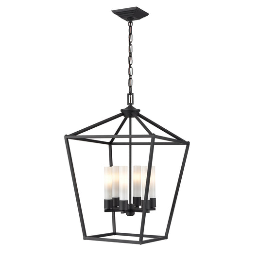 DVI Lighting - DVP30177BK-OP - Six Light Pendant - Lundy'S Lane Outdoor - Black With Half Opal Glass