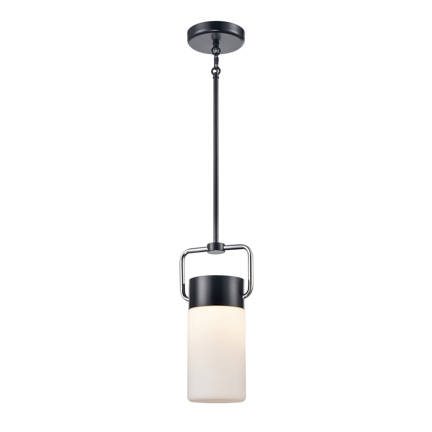 DVI Lighting - DVP40721EB+CH-OP - One Light Pendant - Tuxedo - Ebony And Chrome With Half Opal Glass