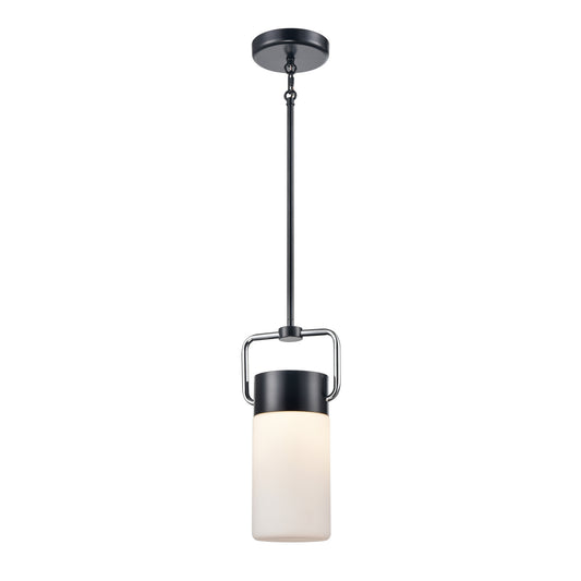 DVI Lighting - DVP40721EB+CH-OP - One Light Pendant - Tuxedo - Ebony And Chrome With Half Opal Glass