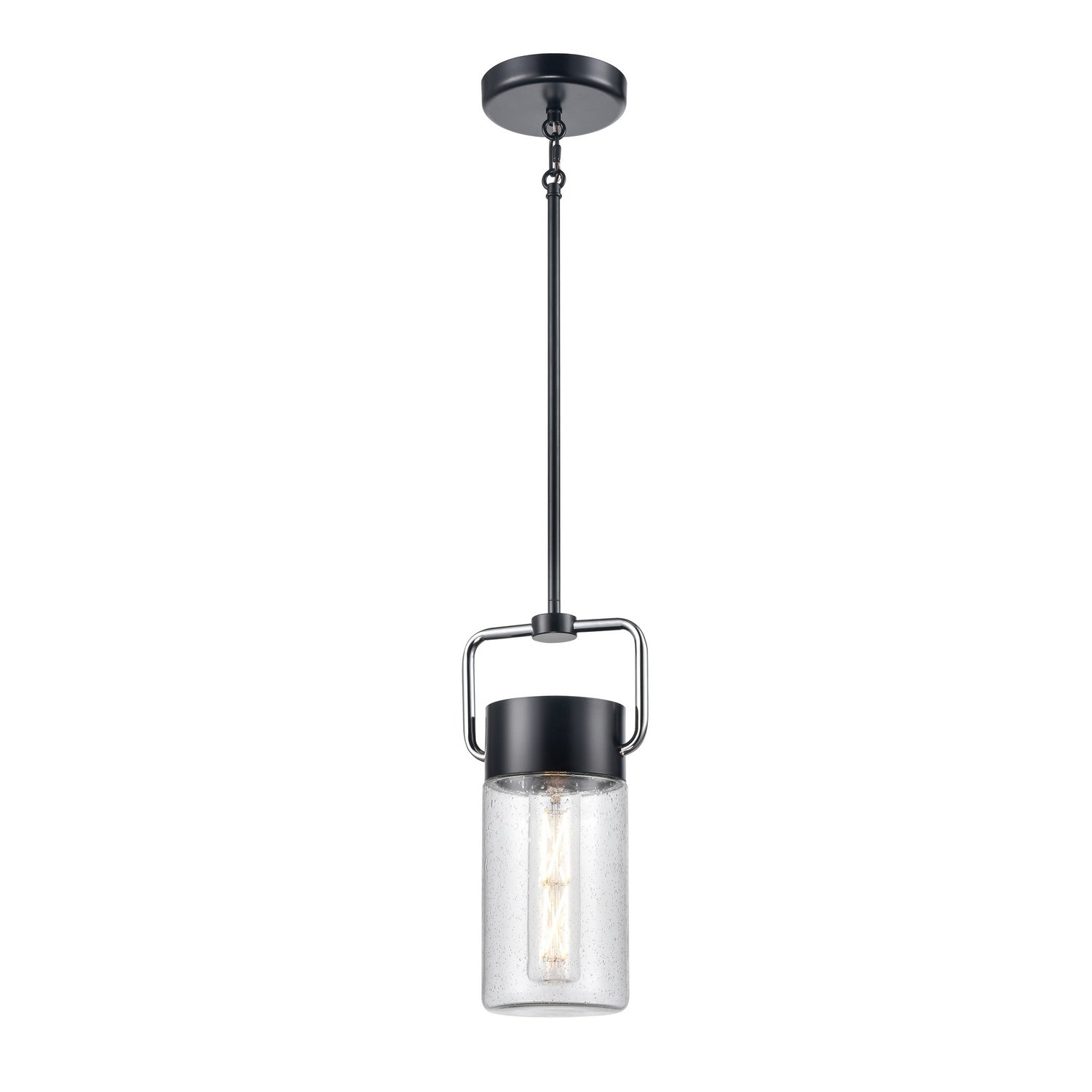 DVI Lighting - DVP40721EB+CH-SDY - One Light Pendant - Tuxedo - Ebony And Chrome With Clear Seedy Glass
