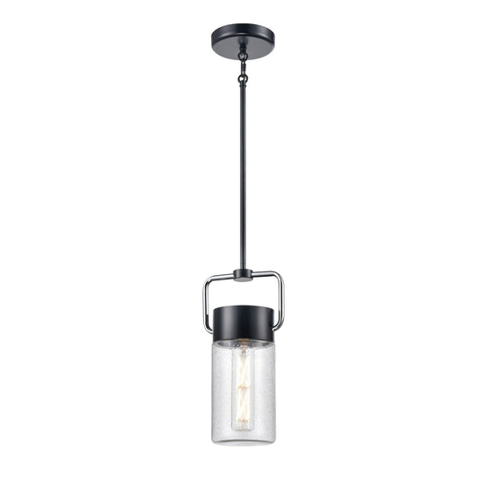 DVI Lighting - DVP40721EB+CH-SDY - One Light Pendant - Tuxedo - Ebony And Chrome With Clear Seedy Glass