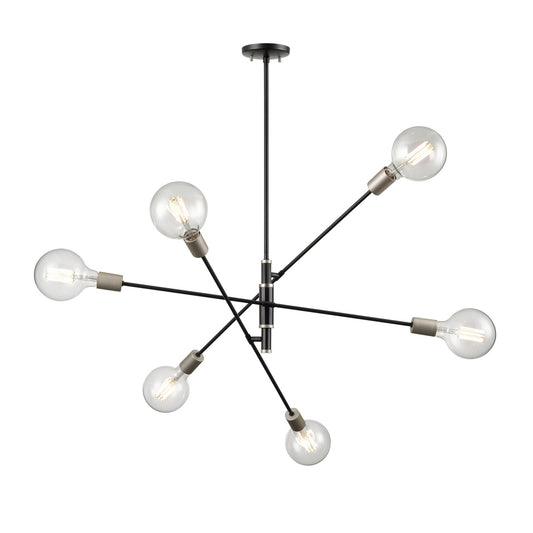 DVI Lighting - DVP41124PL+GR - Six Light Pendant - Lake Loft - Platinum And Graphite