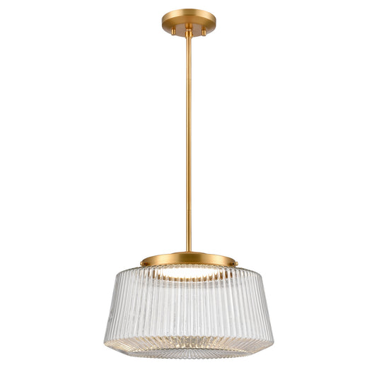 DVI Lighting - DVP43920BR-RIC - LED Pendant - Lunenberg Cct - Brass With Ribbed Clear Glass