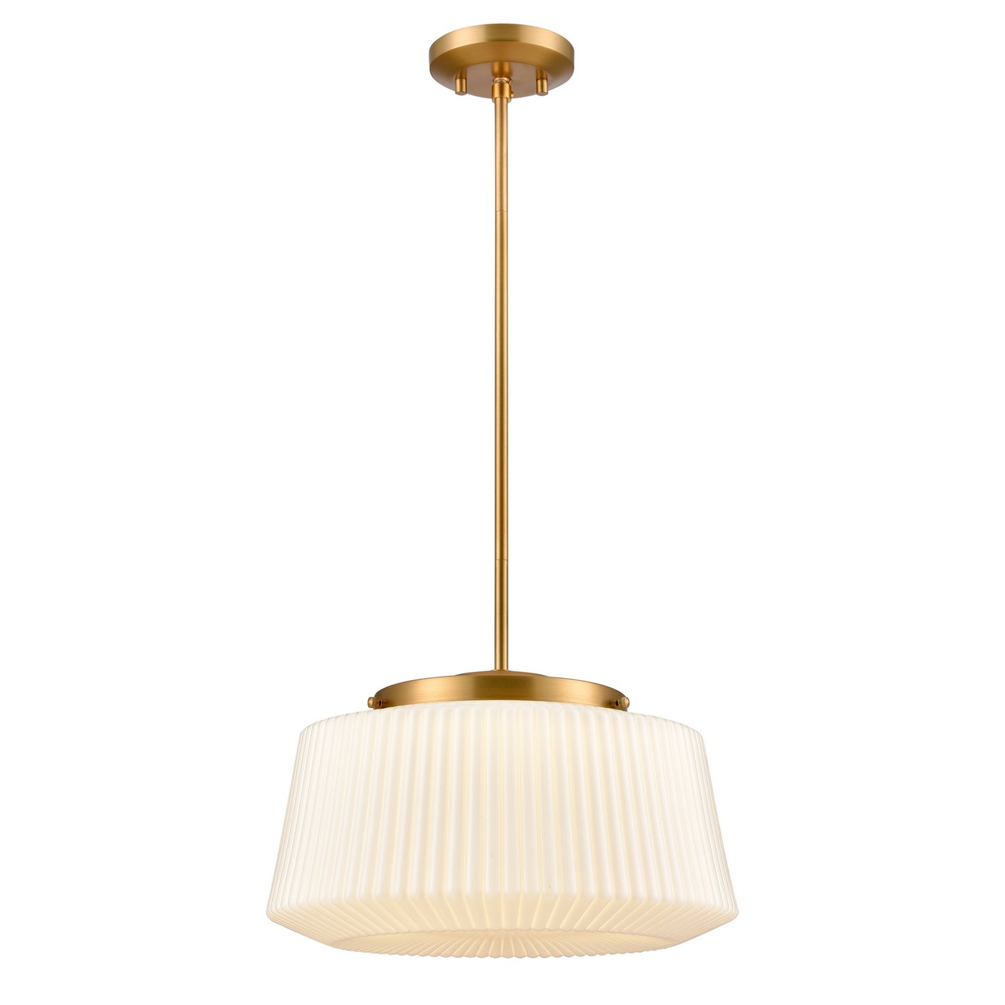 DVI Lighting - DVP43920BR-RIO - LED Pendant - Lunenberg Cct - Brass With Ribbed Opal Glass