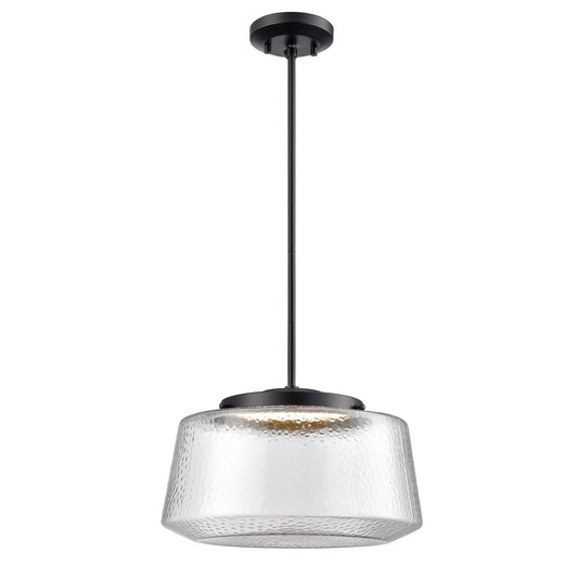 DVI Lighting - DVP43920EB-HMC - LED Pendant - Lunenberg Cct - Ebony With Hammered Clear Glass