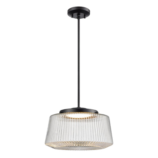 DVI Lighting - DVP43920EB-RIC - LED Pendant - Lunenberg Cct - Ebony With Ribbed Clear Glass