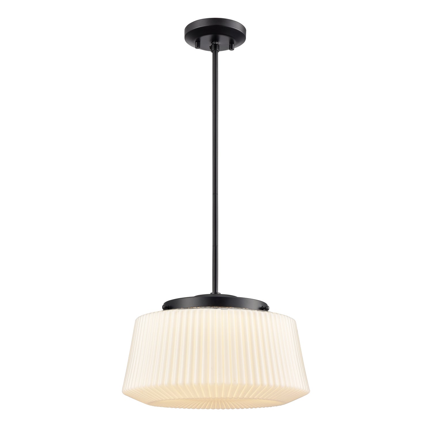DVI Lighting - DVP43920EB-RIO - LED Pendant - Lunenberg Cct - Ebony With Ribbed Opal Glass