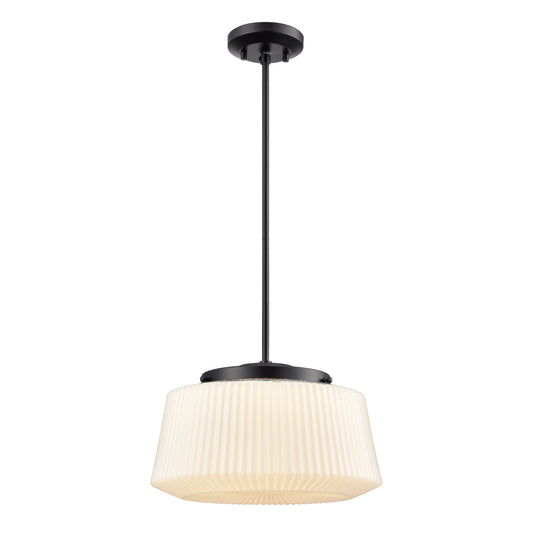 DVI Lighting - DVP43920EB-RIO - LED Pendant - Lunenberg Cct - Ebony With Ribbed Opal Glass