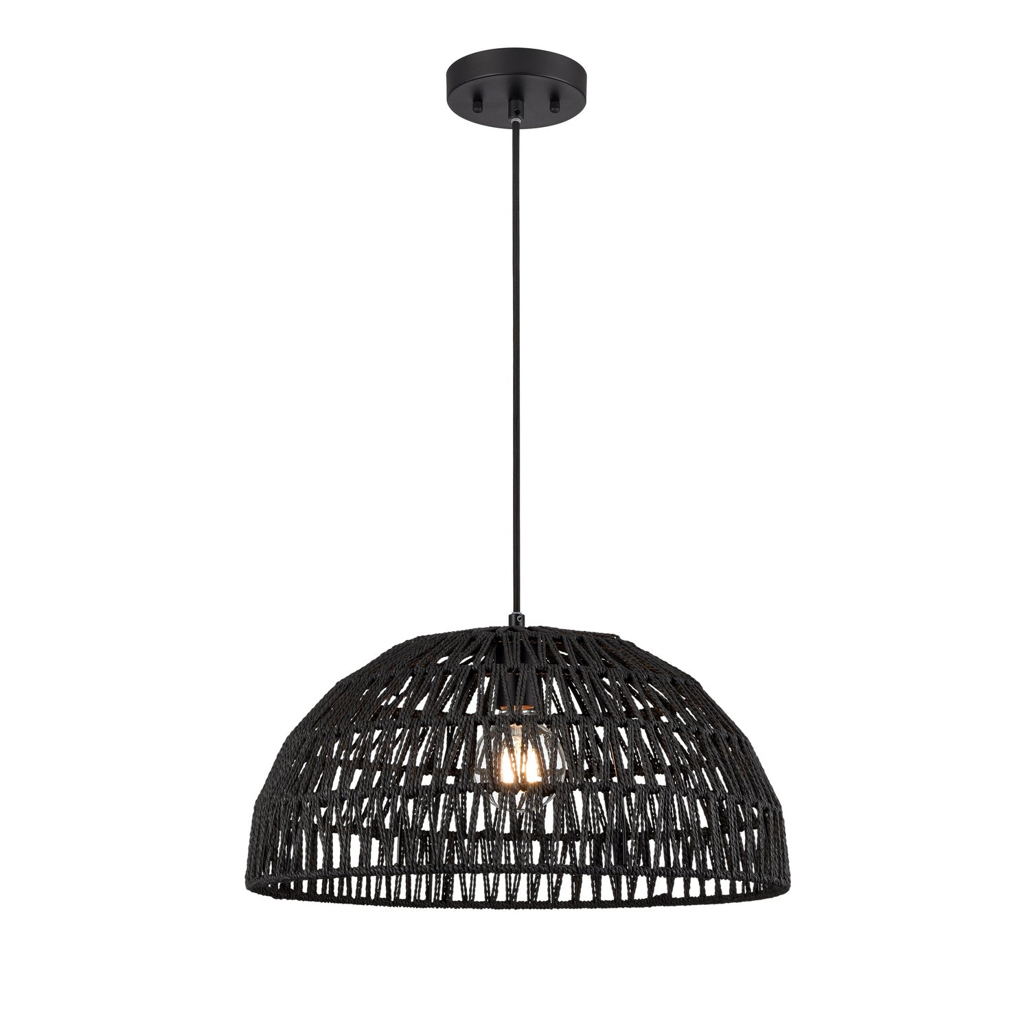 DVI Lighting - DVP44208BK-BY - One Light Pendant - Lac Du Bonnet - Black And Black Yarn