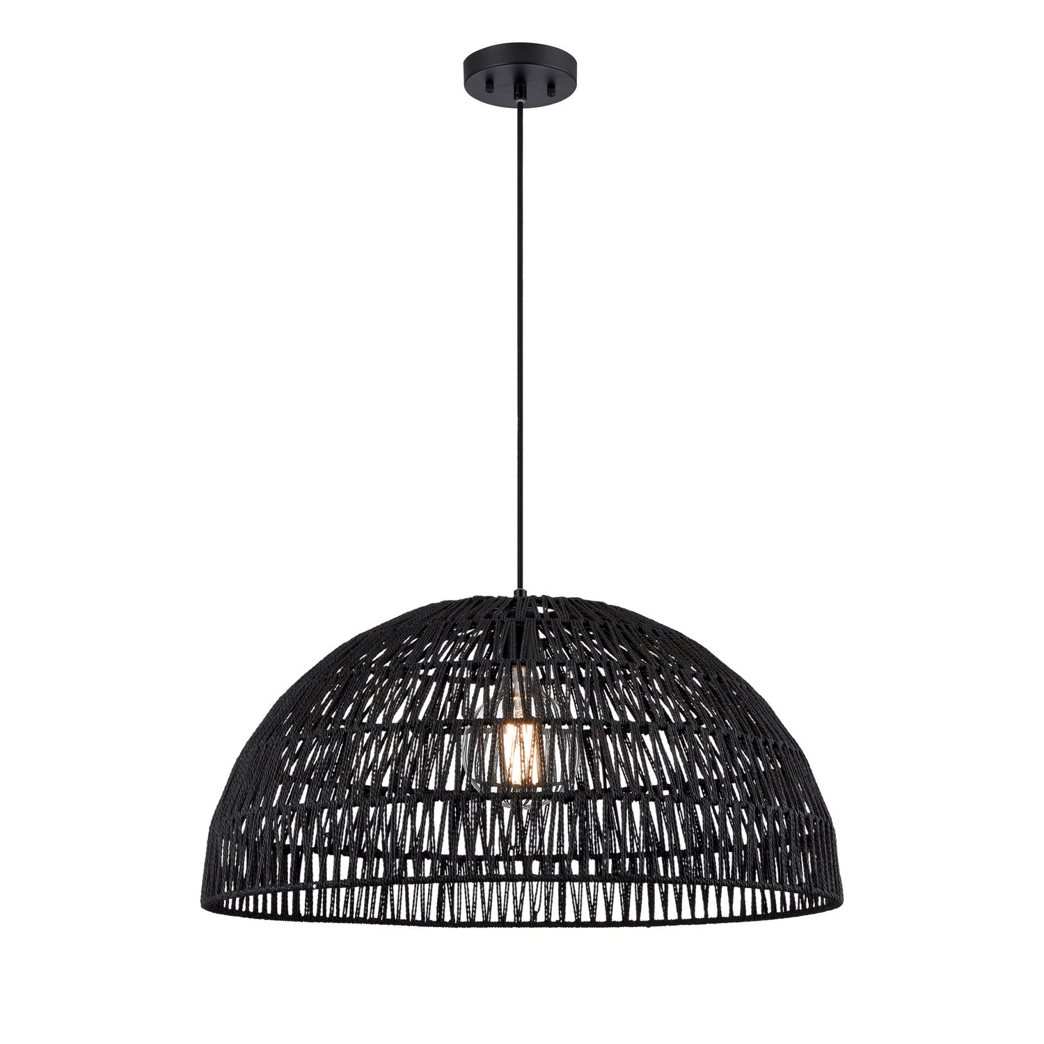 DVI Lighting - DVP44218BK-BY - One Light Pendant - Lac Du Bonnet - Black And Black Yarn