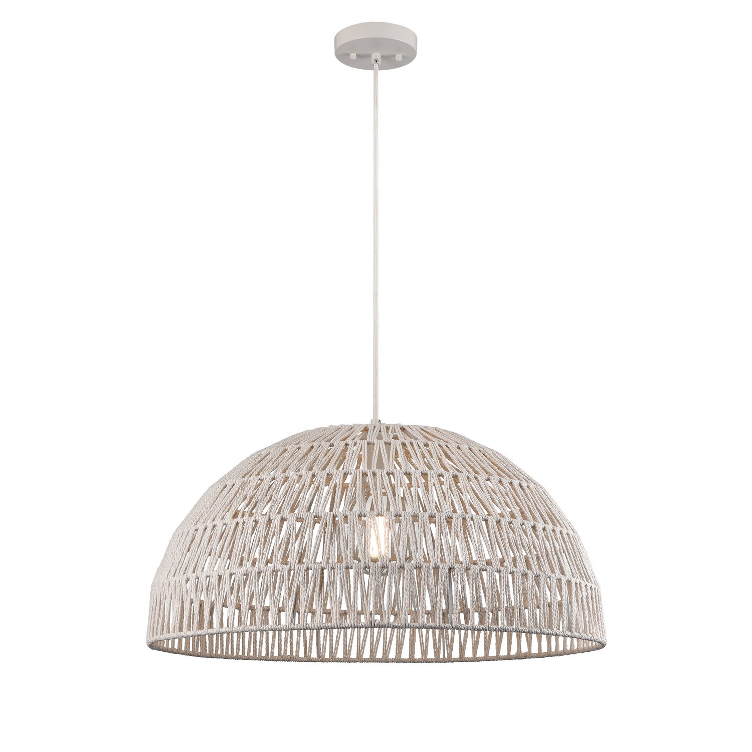 DVI Lighting - DVP44218MW-WY - One Light Pendant - Lac Du Bonnet - Matte White And White Yarn