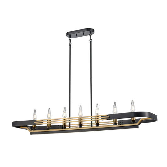 DVI Lighting - DVP46302BR+GR-CCT - Seven Light Linear Pendant - Aletheia Hybrid Cct - Brass And Graphite