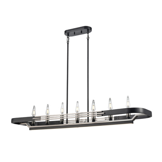 DVI Lighting - DVP46302SN+GR-CCT - Seven Light Linear Pendant - Aletheia Hybrid Cct - Satin Nickel And Graphite