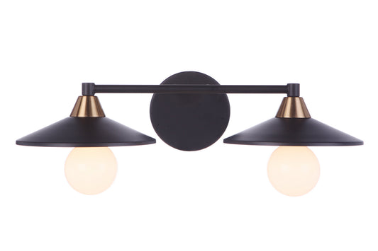 Craftmade - 12519FBSB2 - Two Light Vanity - Isaac - Flat Black/Satin Brass