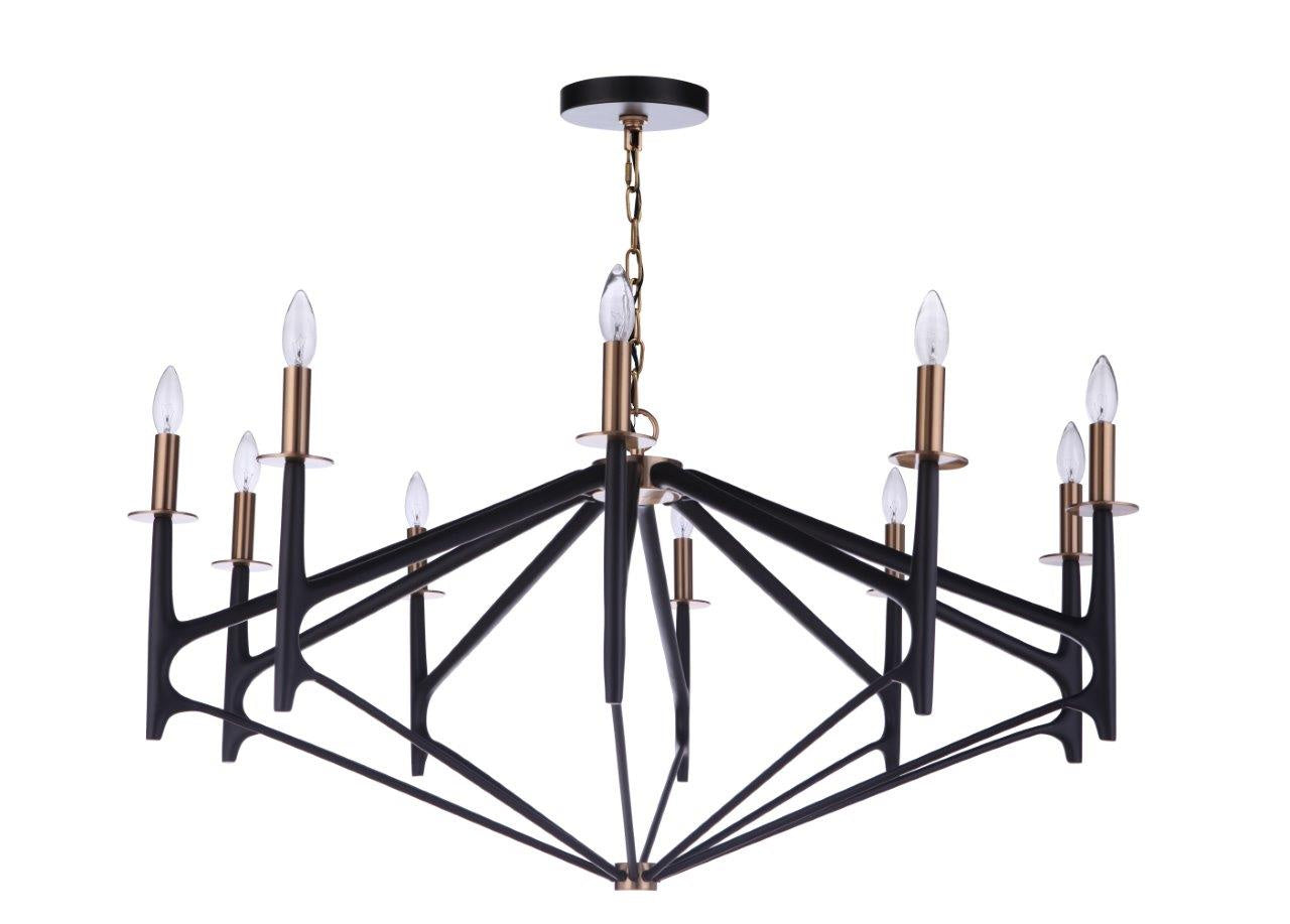 Craftmade - 55510-FBSB - Ten Light Chandelier - The Reserve - Flat Black/Satin Brass