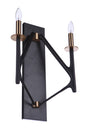 Craftmade - 55562-FBSB - Two Light Wall Sconce - The Reserve - Flat Black/Satin Brass