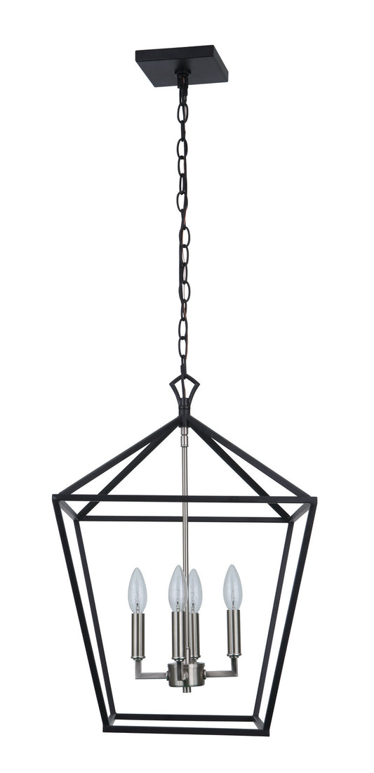 Craftmade - 56334-FBBNK - Four Light Foyer Pendant - Flynt II - Flat Black/Brushed Polished Nickel