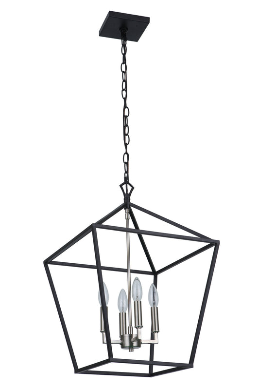 Craftmade - 56335-FBBNK - Four Light Foyer Pendant - Flynt II - Flat Black/Brushed Polished Nickel