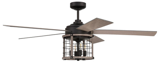 Craftmade - NIC56FBLW5 - 56"Ceiling Fan - Nicolas - Flat Black/Light Wenge