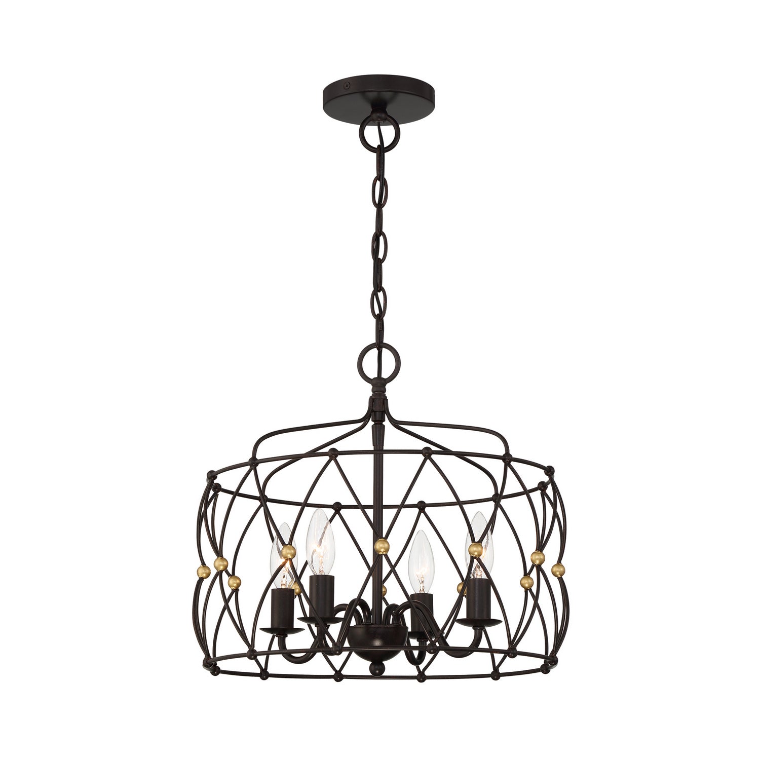 Crystorama - ZUC-A9030-EB-GA - Four Light Pendant - Zucca - English Bronze / Antique Gold