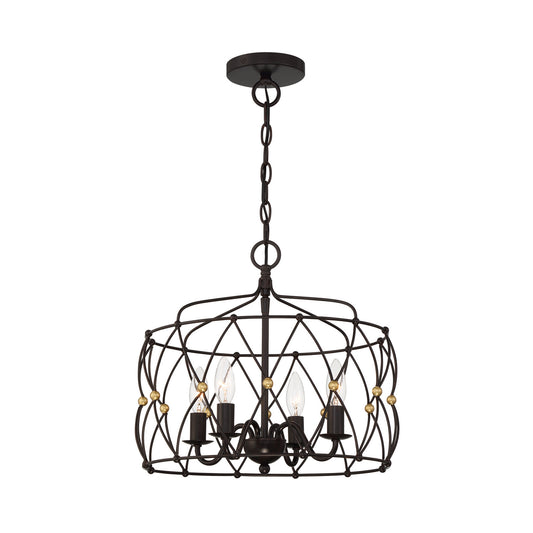 Crystorama - ZUC-A9030-EB-GA - Four Light Pendant - Zucca - English Bronze + Antique Gold