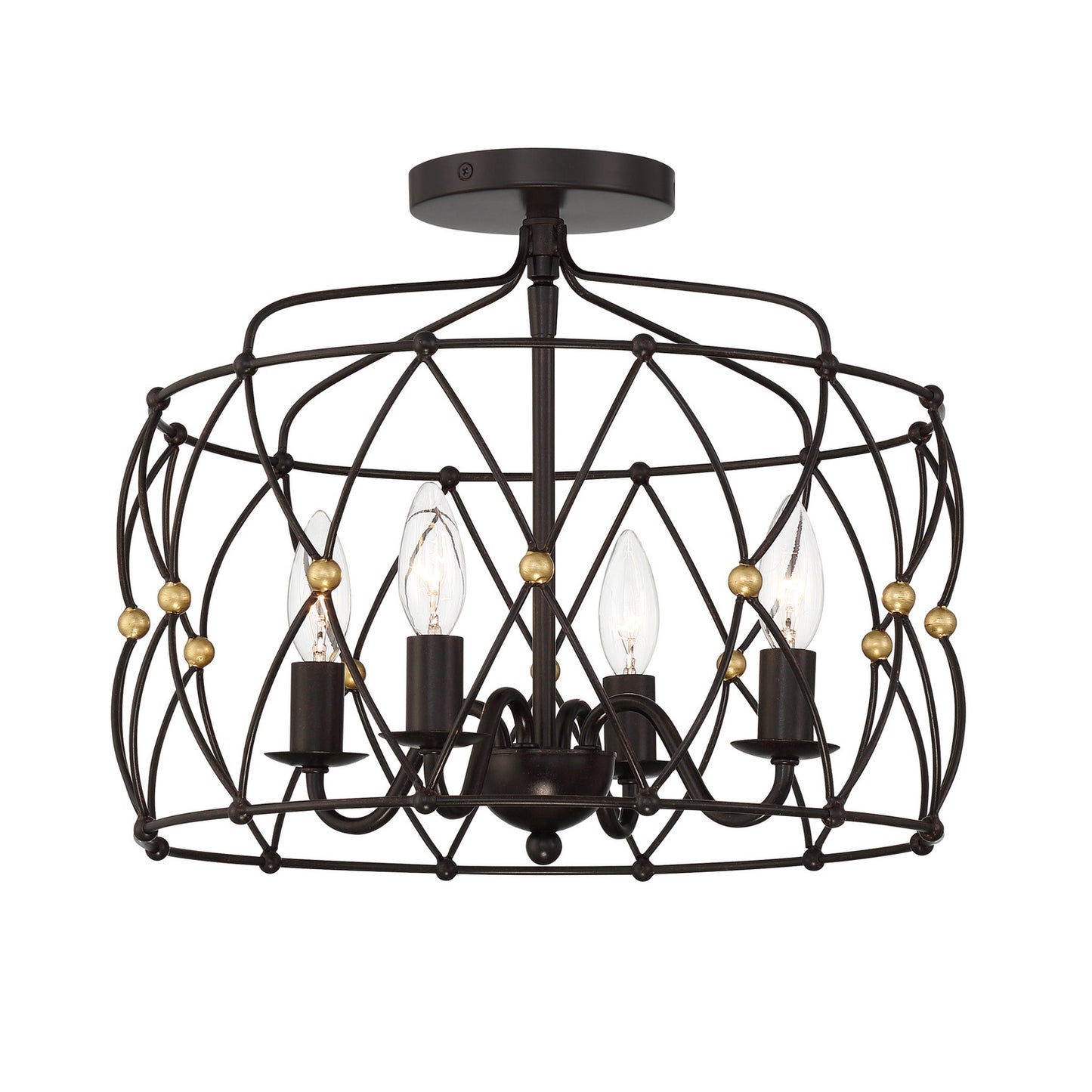 Crystorama - ZUC-A9030-EB-GA_CEILING - Four Light Semi Flush Mount - Zucca - English Bronze / Antique Gold