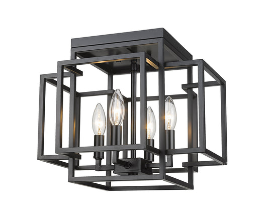 Z-Lite - 454F-MB - Four Light Flush Mount - Titania - Matte Black