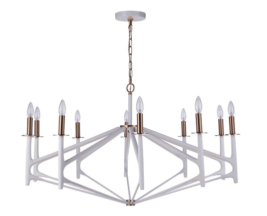 Craftmade - 55510-MWWSB - Ten Light Chandelier - The Reserve - Matte White / Satin Brass