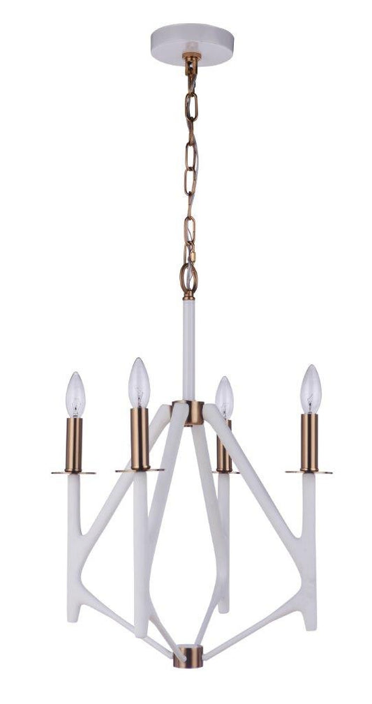Craftmade - 55534-MWWSB - Four Light Foyer Pendant - The Reserve - Matte White / Satin Brass