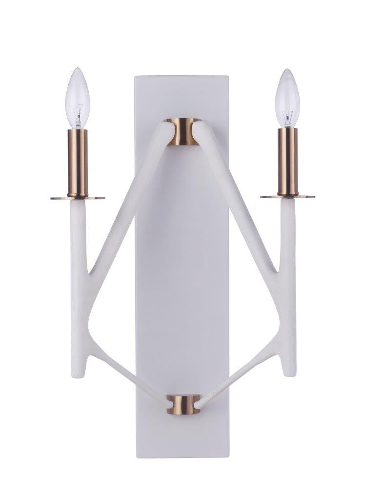 Craftmade - 55562-MWWSB - Two Light Wall Sconce - The Reserve - Matte White / Satin Brass