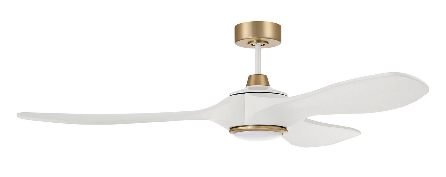 Craftmade - EVY60WSB3 - 60"Ceiling Fan - Envy 60 - White/Satin Brass