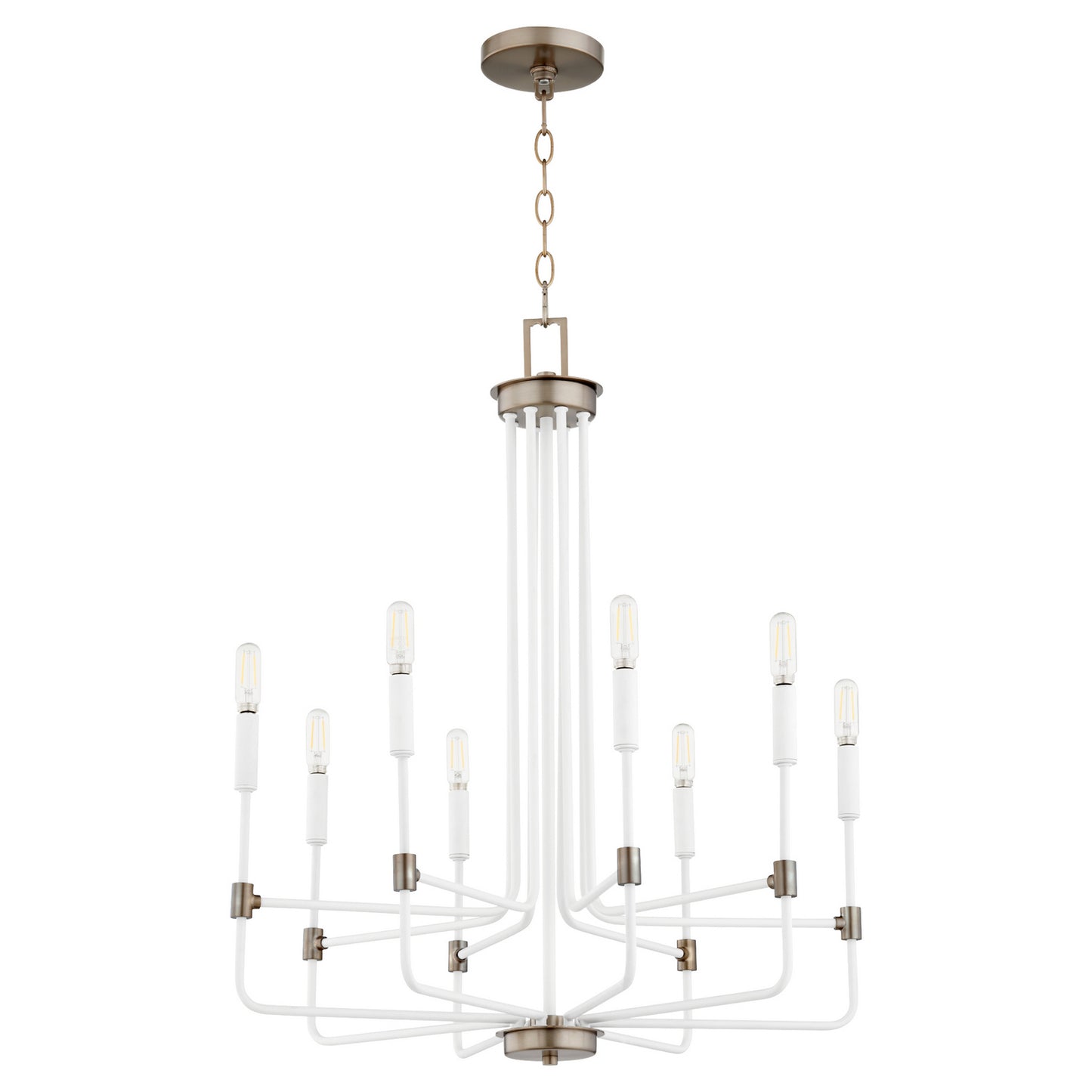 Quorum - 633-8-0881 - Eight Light Chandelier - Davies - Studio White w/ Dark Brass