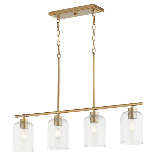 Quorum - 6574-4-80 - Four Light Linear Chandelier - Tribute - Aged Brass