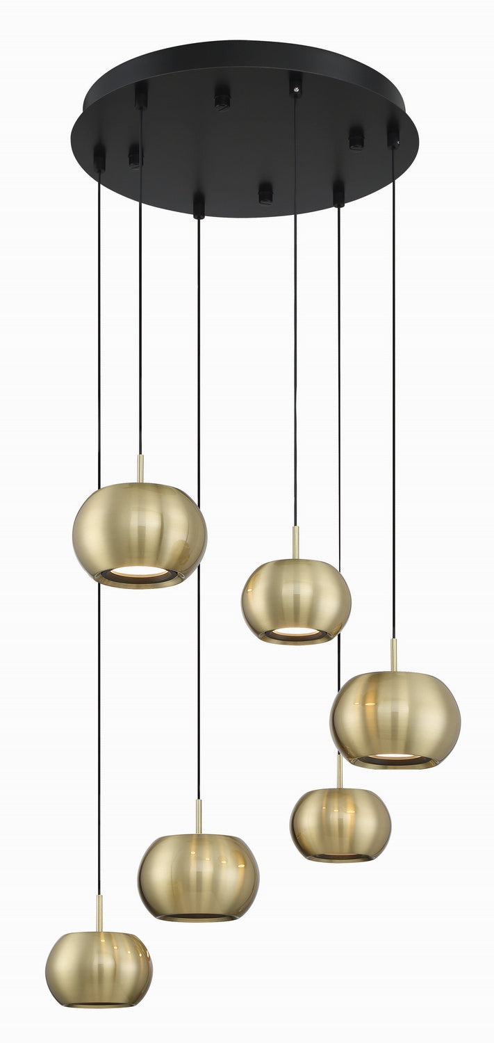 George Kovacs - P5474-884-L - LED Pendant - Halo - Coal And Brushed Gold Finish