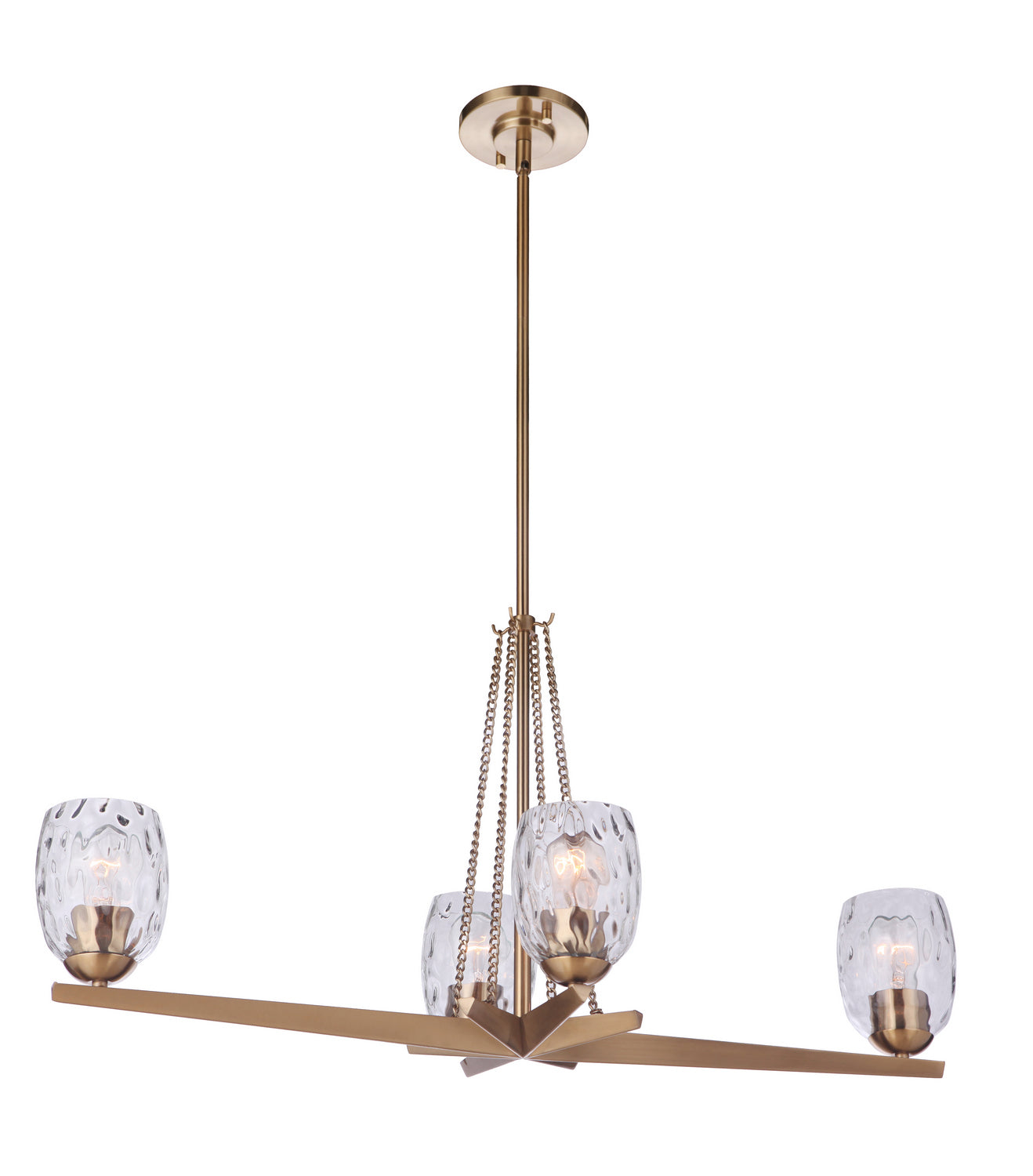 Craftmade - 57374-SB - Four Light Island Linear Chandelier - Guiding Star - Satin Brass