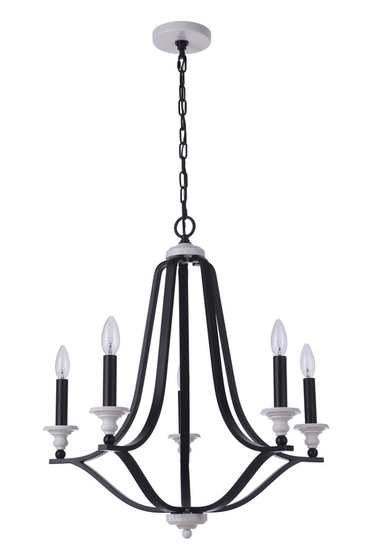 Craftmade - 57625-FBMWW - Five Light Chandelier - Esme - Flat Black / Matte White