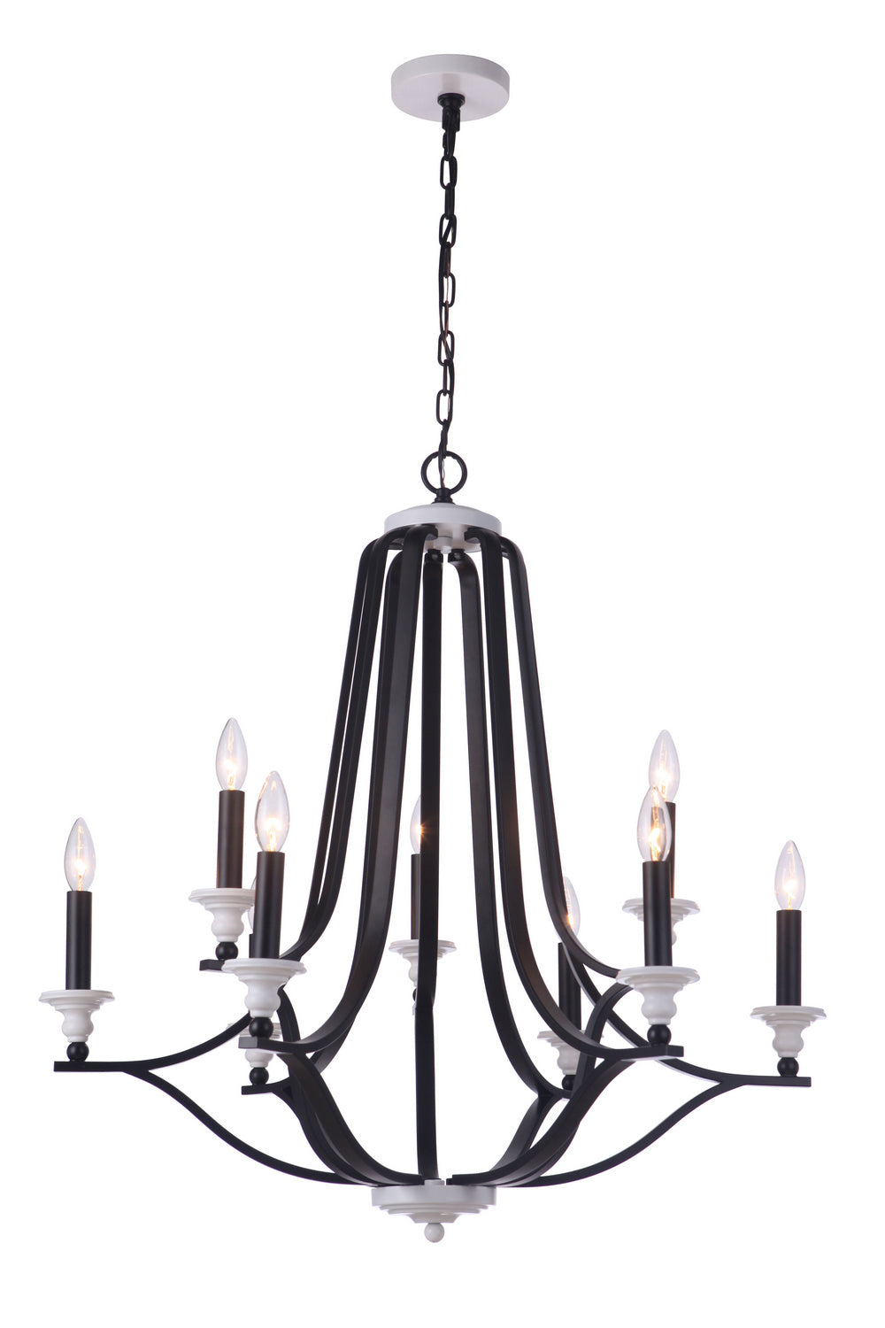 Craftmade - 57629-FBMWW - Nine Light Chandelier - Esme - Flat Black / Matte White