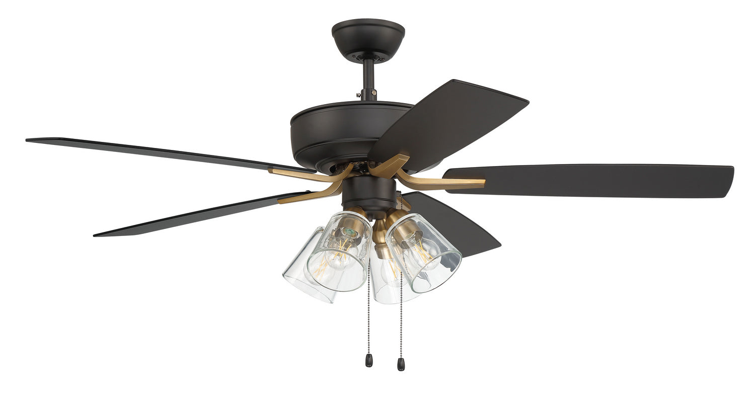 Craftmade - P104FBSB5-52BWNFB - 52"Ceiling Fan - Pro Plus 104 - Flat Black/Satin Brass