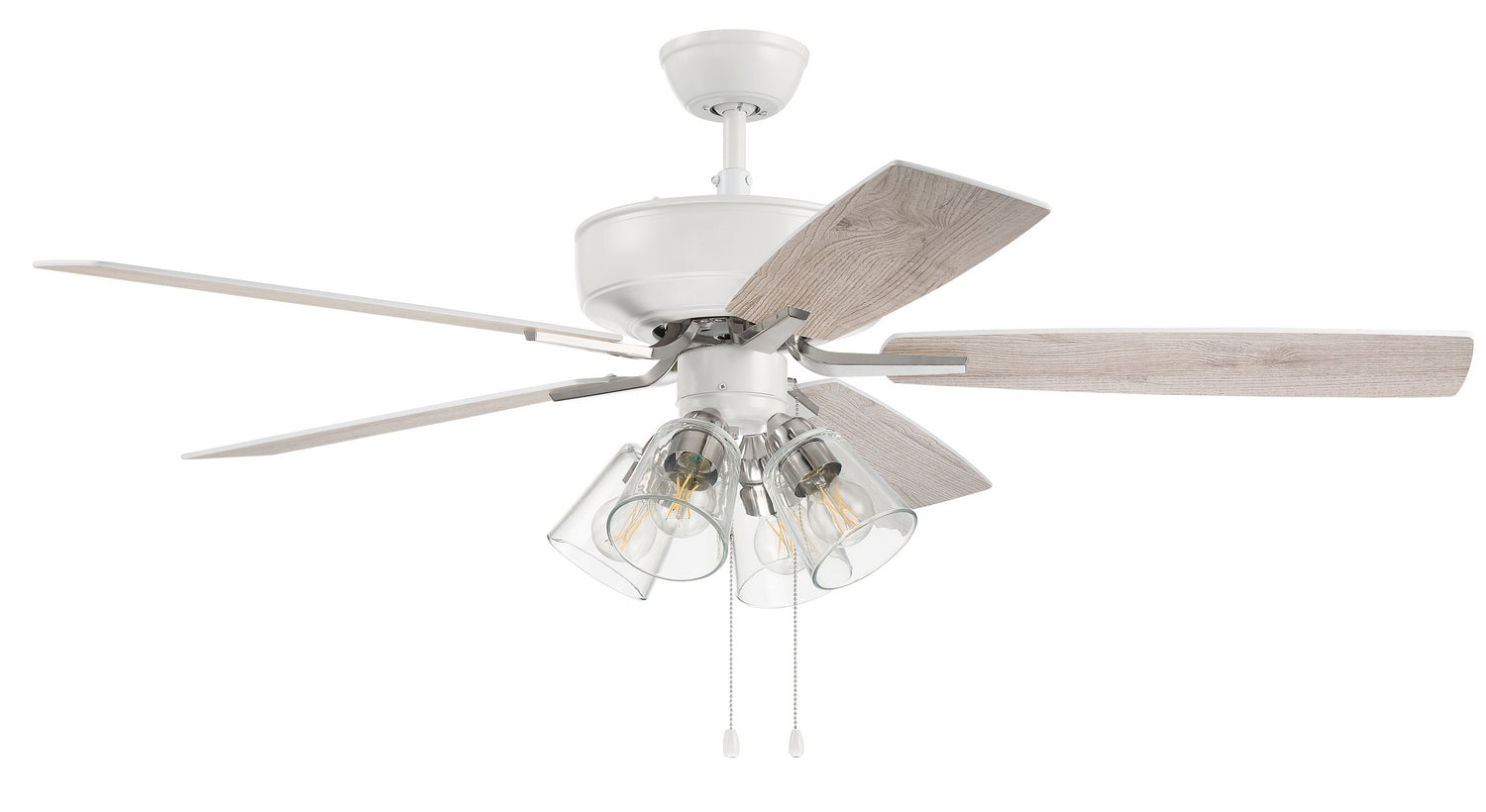 Craftmade - P104WPLN5-52WWOK - 52"Ceiling Fan - Pro Plus 104 - White/Polished Nickel