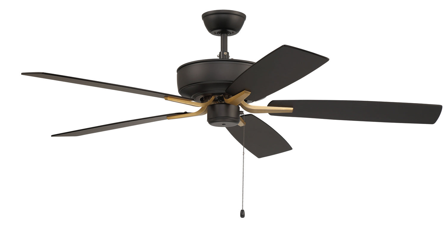 Craftmade - P52FBSB5-52BWNFB - 52"Ceiling Fan - Pro Plus 52 Fan - Flat Black/Satin Brass